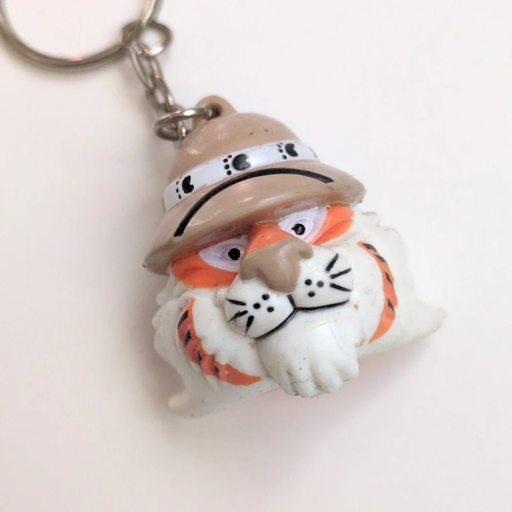 Vtg 90s Exxon Gas Tiger Keychain Orange Safari Retro Novelty Fob